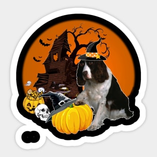 Happy Halloween Springer Spaniel Dogs Halloween Gift Sticker